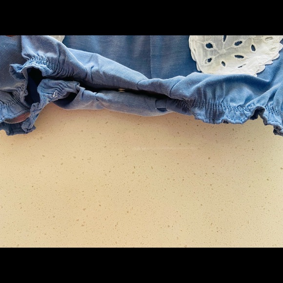 Nannette Baby Girls White & Blue Ruffle Bubble Heart Romper Size 6-9 Months - Picture 7 of 9